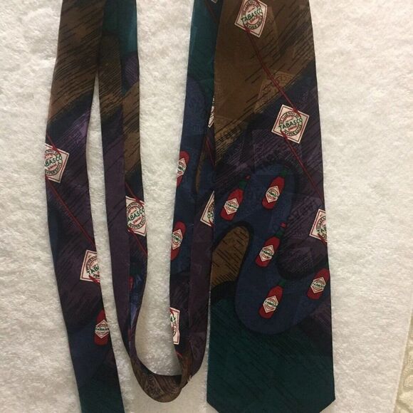 Tabasco Mens Necktie Tie Blue Purple Green Brown - Picture 3 of 4